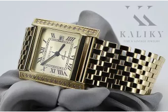 Amarillo 14k oro Lady reloj cuadrado Geneve reloj de pulsera mw010ydg abrazambw008y-f