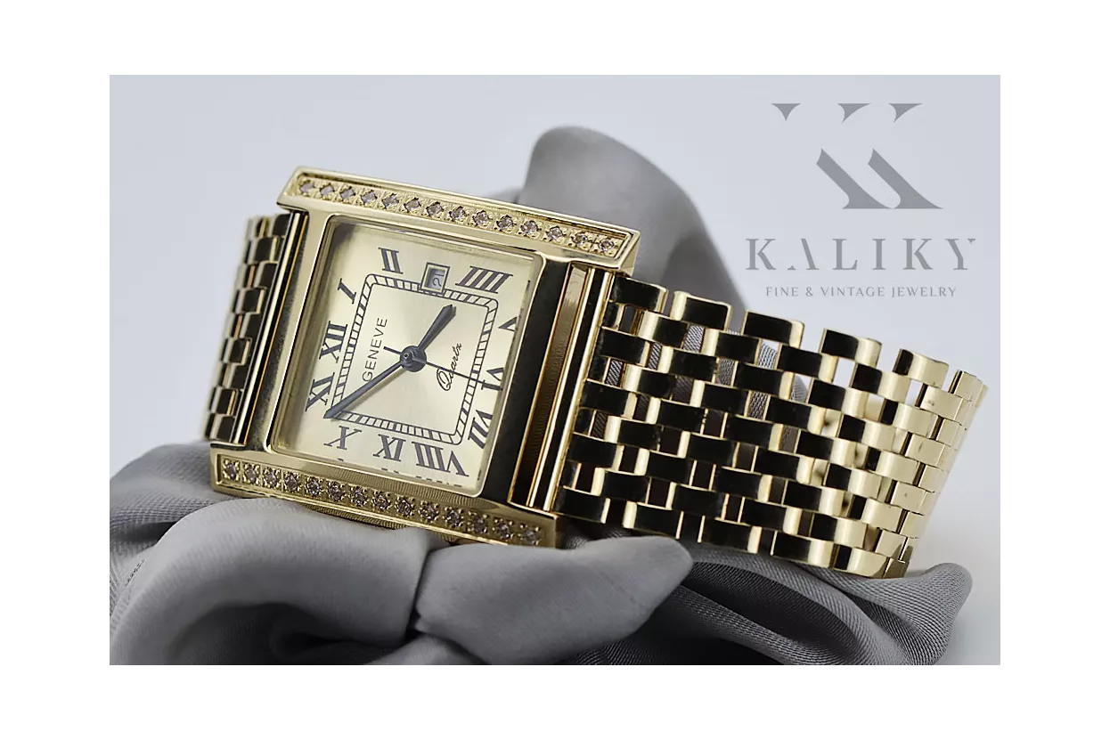 Gold men's watch Geneve ★ zlotychlopak.pl ★ Gold purity 585 333 Low Price!