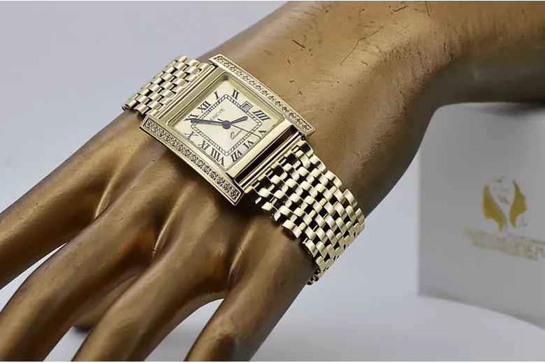 Gold men's watch Geneve ★ zlotychlopak.pl ★ Gold purity 585 333 Low Price!