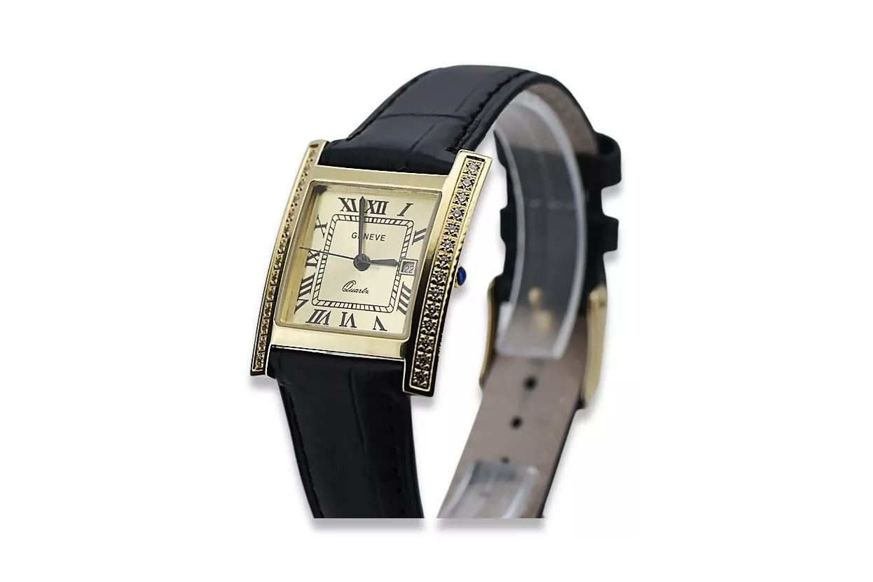 Amarillo 14k 585 oro cuadrado hombre reloj Geneve mw010ydg