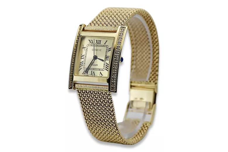 Gold men's watch Geneve ★ zlotychlopak.pl ★ Gold purity 585 333 Low Price!