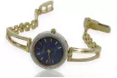 Yellow 14k gold lady round blue dial Geneve watch lw075ydbl