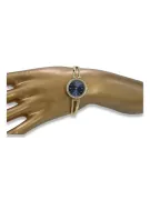 Yellow 14k gold lady round blue dial Geneve watch lw075ydbl