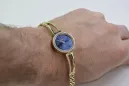 Yellow 14k gold lady round blue dial Geneve watch lw075ydbl