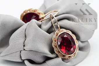Κεραυνίδια Στυλ Βίντεο Ρουμπίνι Original Vintage 14k από ροζ χρυσό vec007r