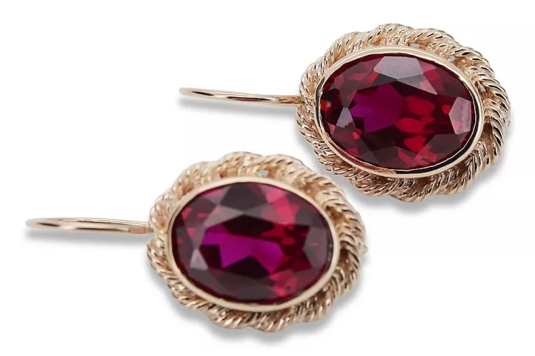 Vintage style Ruby earrings Original 14K Rose Gold vec007r