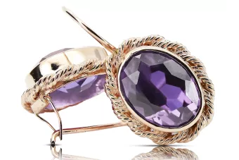 Náušnice z ružovej červenej 14K zlata 585 s Alexandrite VEC007 Vintage