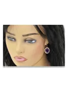 Boucles d'oreilles rose 14k 585 or alexandrite vec007 Vintage russe style soviétique