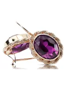 أقراط أصلية من الذهب الوردي عيار 14 قيراطًا من Amethyst من Vintage Jewlery vec007r