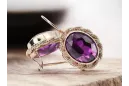 أقراط أصلية من الذهب الوردي عيار 14 قيراطًا من Amethyst من Vintage Jewlery vec007r