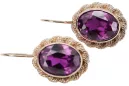 أقراط أصلية من الذهب الوردي عيار 14 قيراطًا من Amethyst من Vintage Jewlery vec007r