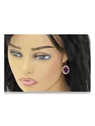 أقراط أصلية من الذهب الوردي عيار 14 قيراطًا من Amethyst من Vintage Jewlery vec007r