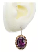 أقراط أصلية من الذهب الوردي عيار 14 قيراطًا من Amethyst من Vintage Jewlery vec007r