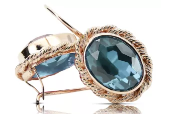 Originální produkt Vintage 14k s růžovými zlatými akvamarínovými náušnicemi VEC007R