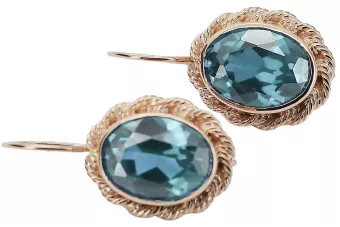 Originálny produkt Vintage 14k s ružovým zlatom Aquamarine náušnice VEC007R