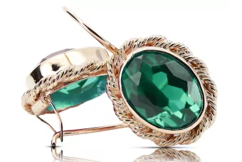 Vintage styl náušnice Emaragd Originální 14k produkt s růžovým zlatem VEC007R