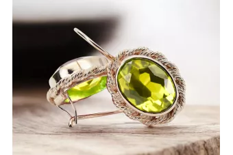 Original 14K Aur Roz Galben Peridot cercei Vintage vec007r
