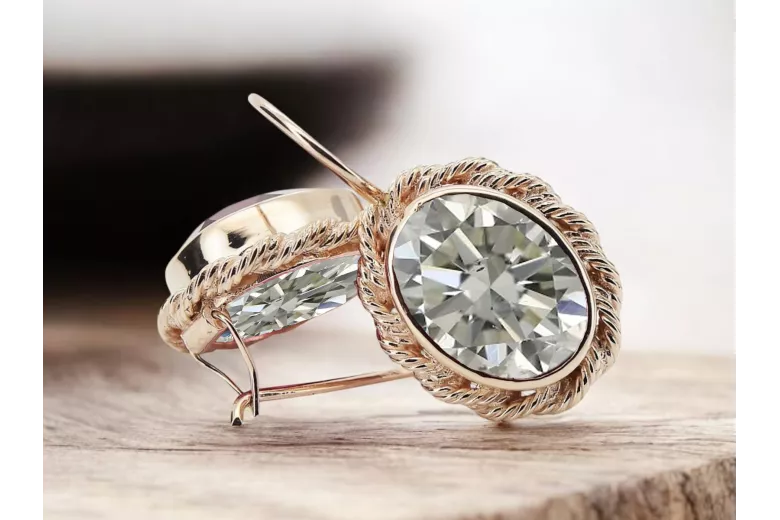 Originalūs cirkonio 14K Rose Gold vintažiniai auskarai vec007r