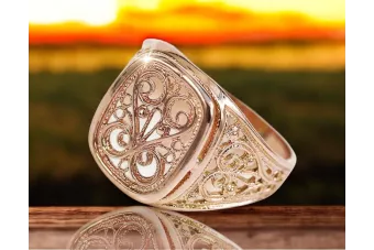 Руска роза Съветски 14k 585 злато Мъжки пръстен за печат vsn053