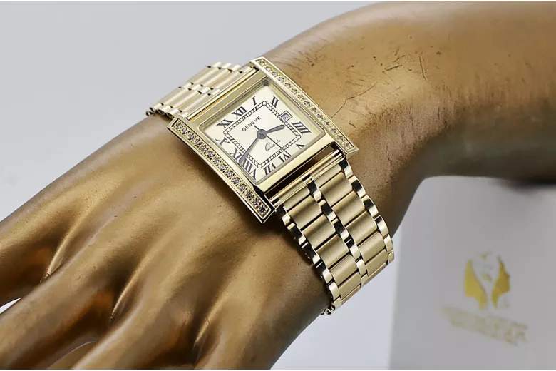 Gold men's watch Geneve ★ zlotychlopak.pl ★ Gold purity 585 333 Low Price!