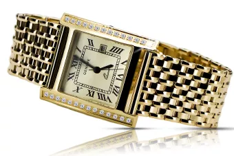 Χρυσό ρολόι 14k 585 γυναικών με βραχιόλι Geneve mw010ydg&mbw013y-f