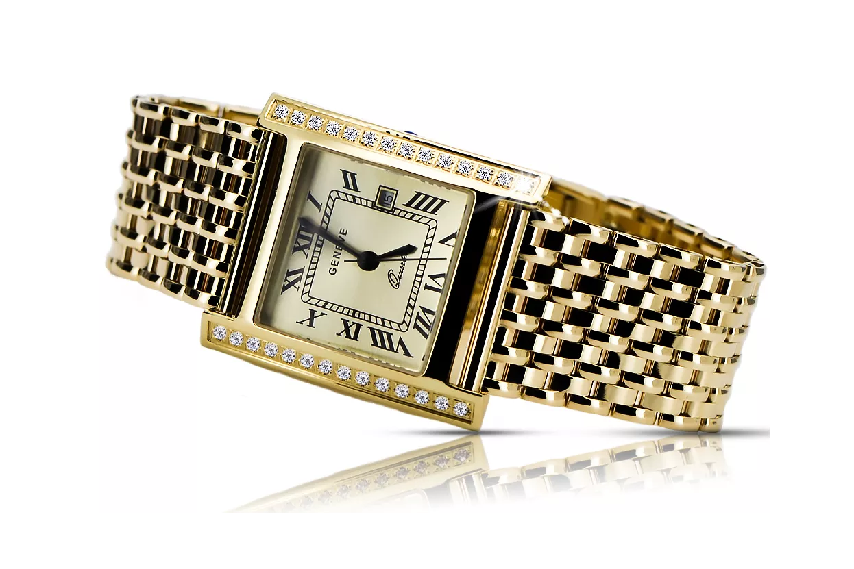 Gold men's watch Geneve ★ zlotychlopak.pl ★ Gold purity 585 333 Low Price!