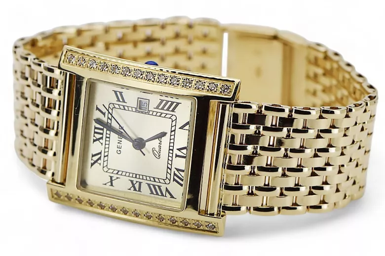 Gold men's watch Geneve ★ zlotychlopak.pl ★ Gold purity 585 333 Low Price!