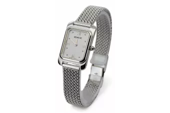 Montre carrée pour femme en or blanc 14 carats, lw003wdw&lbw003w