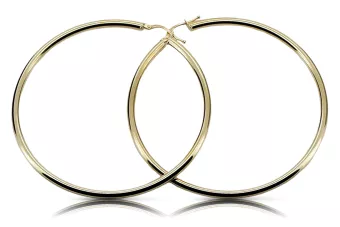 Yellow Italian 14k 585 gold circle hoop earrings ceh005y