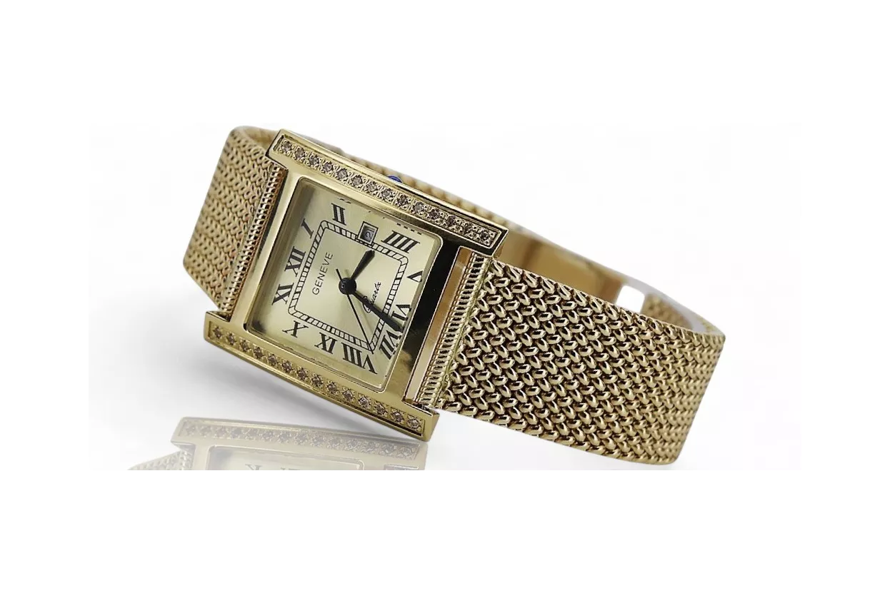 Gold men's watch Geneve ★ zlotychlopak.pl ★ Gold purity 585 333 Low Price!