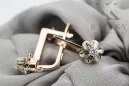 Rose pink white 14k 585 gold diamond earrings ved197rw Vintage Russian Soviet style