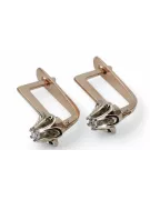 Rose pink white 14k 585 gold diamond earrings ved197rw Vintage Russian Soviet style