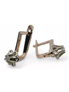Rose pink white 14k 585 gold diamond earrings ved197rw Vintage Russian Soviet style
