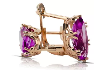 Rose rosa 14k 585 gold amethyst Ohrringe vec021 Jahr