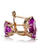 Rose pink 14k 585 gold amethyst earrings vec021 Vintage