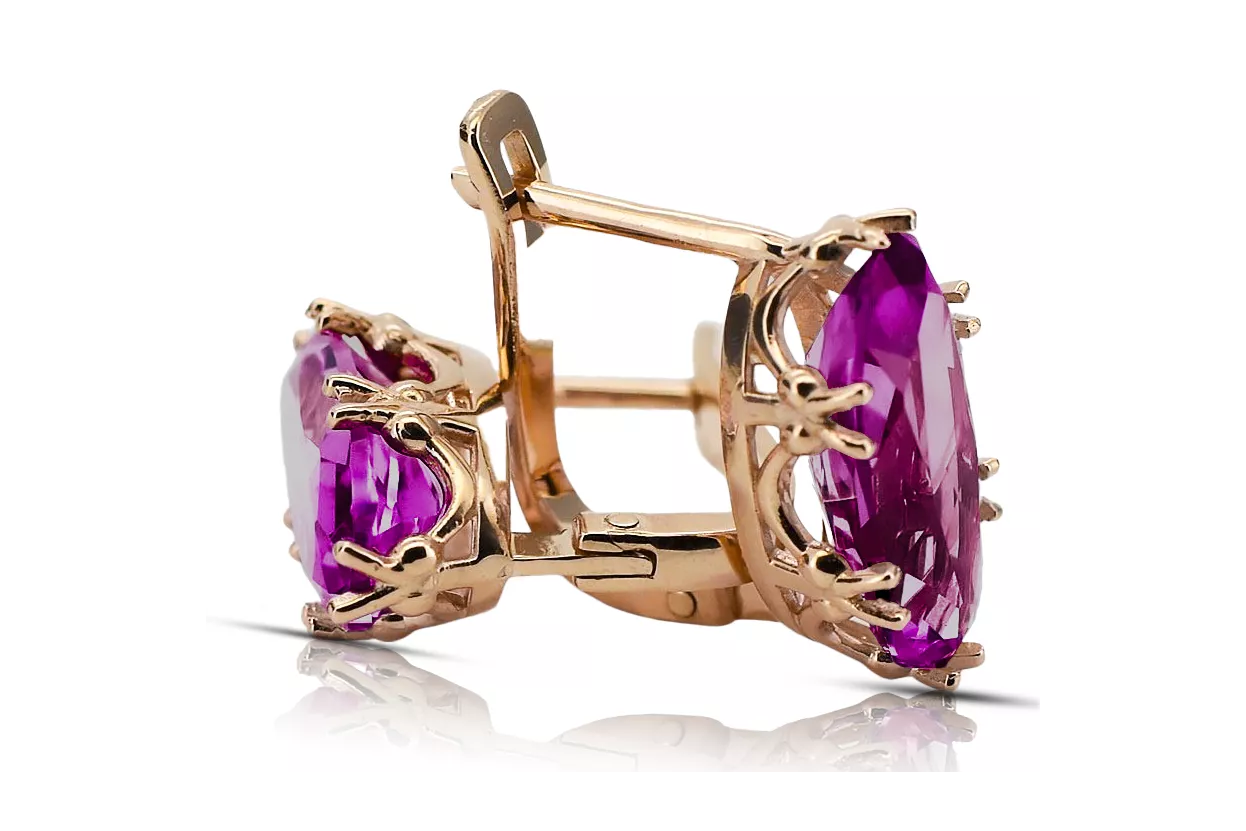 Rose rosa 14k 585 gold amethyst Ohrringe vec021 Jahr