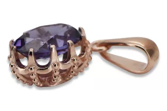 Aleksandrito originalus senovinis 14K rožinio aukso pakabukas Vintage amatų vpc008r