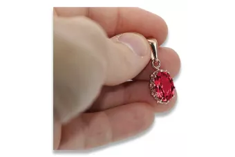 Colgante artesanal vintage Rubí original oro rosa 14K vpc008r