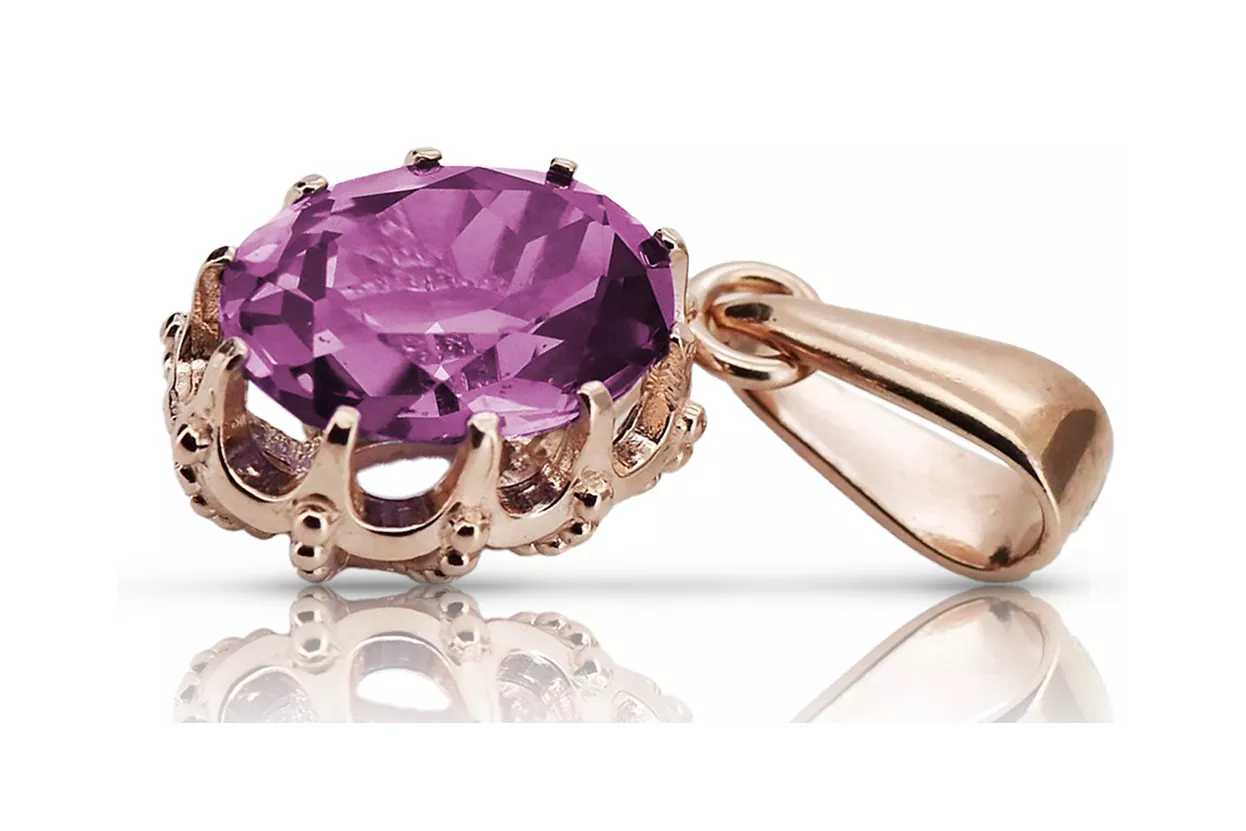 Anhänger Vintage-Stil Amethyst Original Vintage 14 K Roségold vpc008r