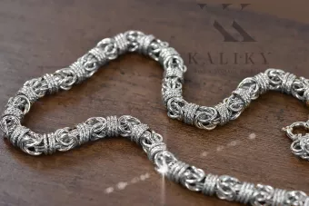 سلسلة من الذهب الأبيض 14k الملكية البيزنطية