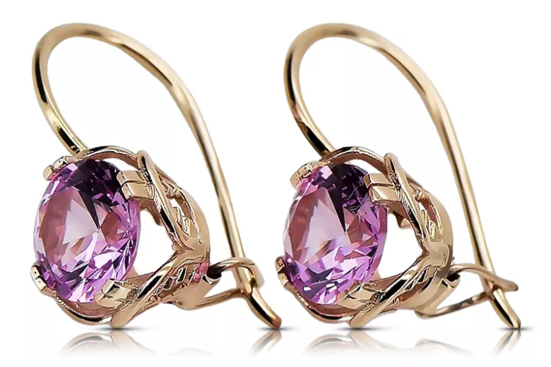 Earrings Amethyst Original Vintage 14K Rose Gold Vintage Jewlery vec029r