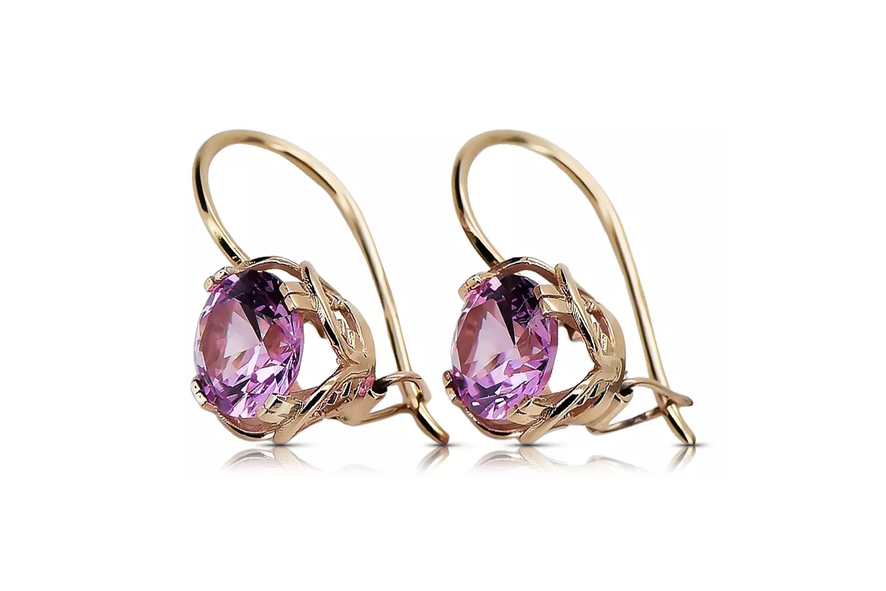 Earrings Amethyst Original Vintage 14K Rose Gold Vintage Jewlery vec029r