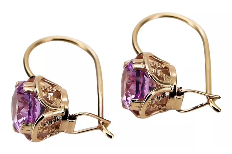 Earrings Amethyst Original Vintage 14K Rose Gold Vintage Jewlery vec029r