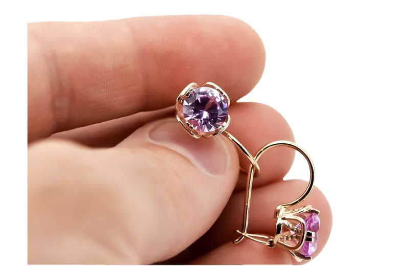 Ohrringe Amethyst Original Vintage 14K Rose Gold Vintage Jewlery vec029r