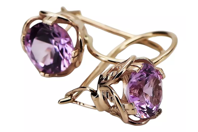 Earrings Amethyst Original Vintage 14K Rose Gold Vintage Jewlery vec029r