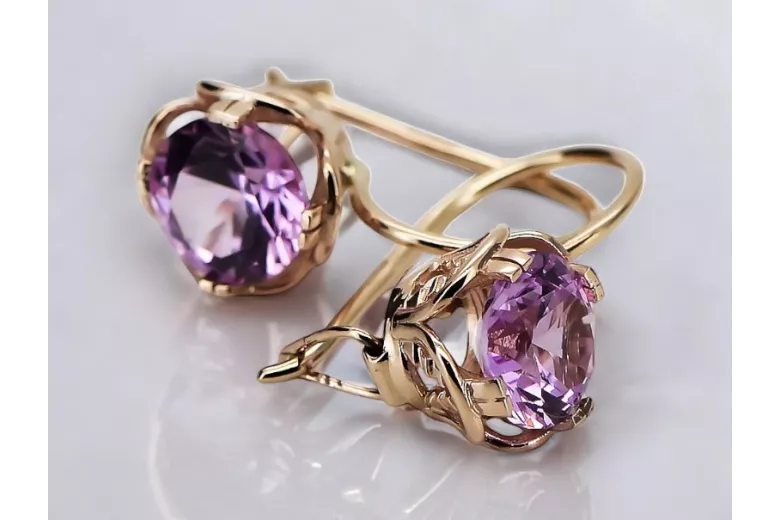 Earrings Amethyst Original Vintage 14K Rose Gold Vintage Jewlery vec029r