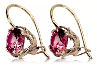 Cercei Ruby Originali Vintage din Aur Rose de 14K vec029r