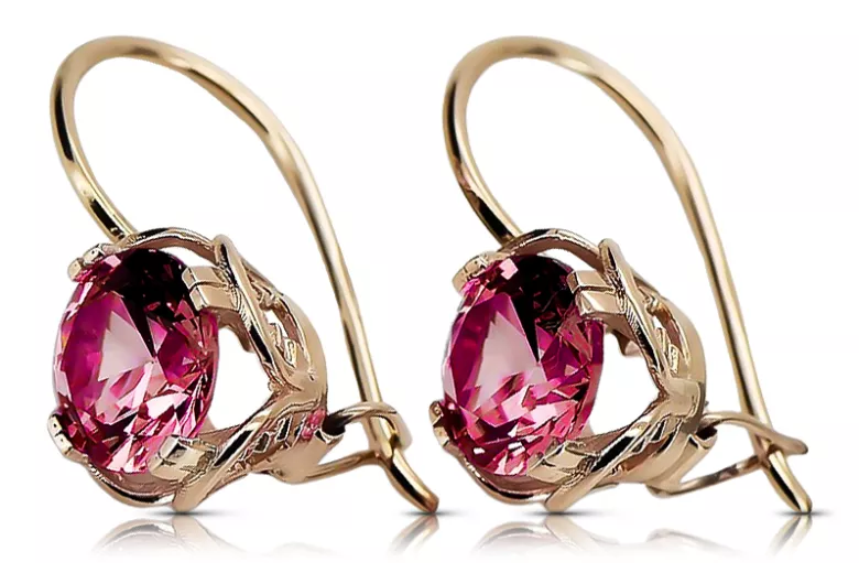 Ruby Original Vintage 14K Rose Oro Pendientes vec029r