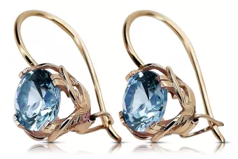 Aquamarine Original Vintage 14K Boucles d'oreilles Rose Vintage Jewlery vec029r