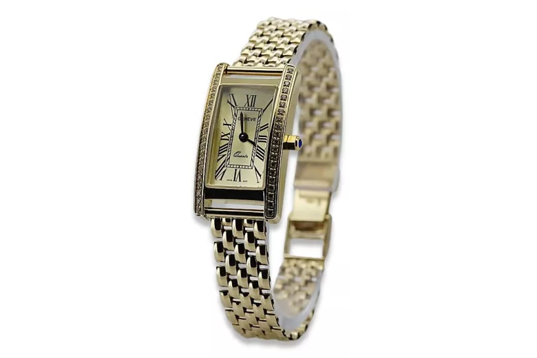 Gold men's watch Geneve ★ zlotychlopak.pl ★ Gold purity 585 333 Low Price!